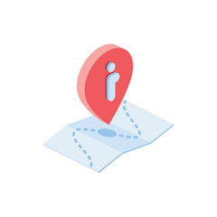 Pin location info, map marker GPS, pointer. Vector 3d isometric color icons set new flat style. Creative illustration, idea for infographics.