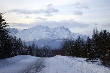 Fototapeta na wymiar winter road in mountains