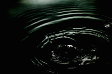 Macro shooting of a drop of water. drops of spatter and ripples, wet, environment, artistic, for...