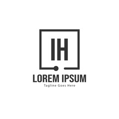 Initial IH logo template with modern frame. Minimalist IH letter logo vector illustration