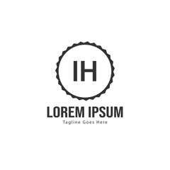 Initial IH logo template with modern frame. Minimalist IH letter logo vector illustration