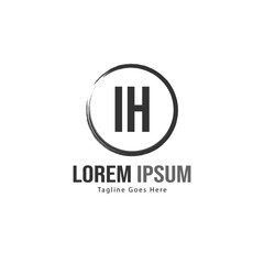 Initial IH logo template with modern frame. Minimalist IH letter logo vector illustration