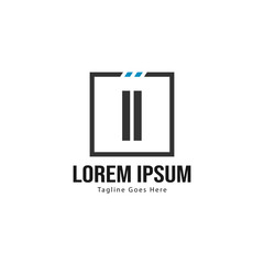 Initial II logo template with modern frame. Minimalist II letter logo vector illustration