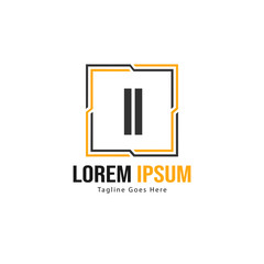 Initial II logo template with modern frame. Minimalist II letter logo vector illustration