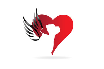 Dog angel wings logo