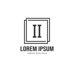 Initial II logo template with modern frame. Minimalist II letter logo vector illustration