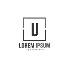 Initial IJ logo template with modern frame. Minimalist IJ letter logo vector illustration