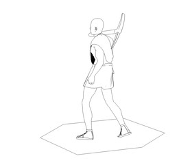 human contour visualization, 3D illustration, sketch, outline