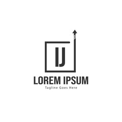 Initial IJ logo template with modern frame. Minimalist IJ letter logo vector illustration