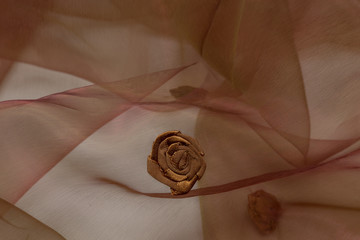 Beautiful close up of brown silk fabric with textile texture background