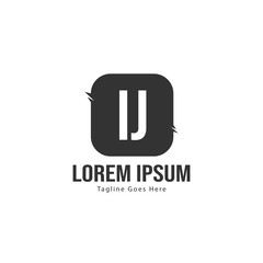 Initial IJ logo template with modern frame. Minimalist IJ letter logo vector illustration