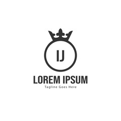 Initial IJ logo template with modern frame. Minimalist IJ letter logo vector illustration