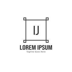 Initial IJ logo template with modern frame. Minimalist IJ letter logo vector illustration