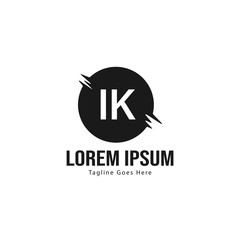 Initial IK logo template with modern frame. Minimalist IK letter logo vector illustration