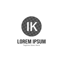 Initial IK logo template with modern frame. Minimalist IK letter logo vector illustration
