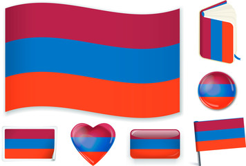 Armenia national flag vector illustration in different shapes.