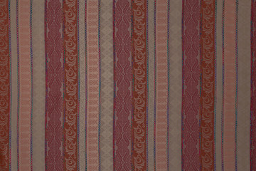 Striped fabric with ornaments and textile texture bacground