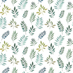 Decorative ornament. Seamless watercolor pattern. Leaves for design. Hand-drawn botanical pattern. art flowers
