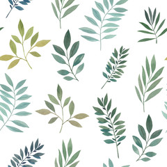 Decorative ornament. Seamless watercolor pattern. Leaves for design. Hand-drawn botanical pattern. art flowers