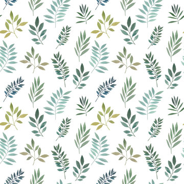 Decorative ornament. Seamless watercolor pattern. Leaves for design. Hand-drawn botanical pattern. art flowers © Sergei