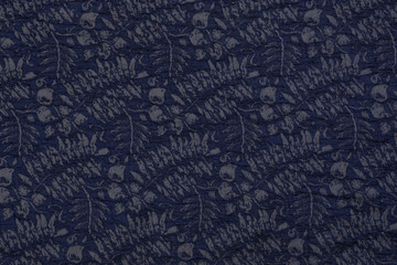 Creative blue fabric with floral pattern  and textile texture background