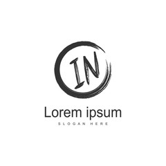 Initial IN logo template with modern frame. Minimalist IN letter logo vector illustration