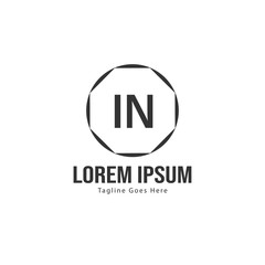 Initial IN logo template with modern frame. Minimalist IN letter logo vector illustration