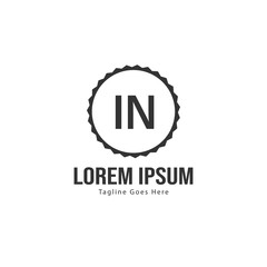 Initial IN logo template with modern frame. Minimalist IN letter logo vector illustration