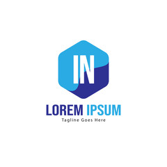 Initial IN logo template with modern frame. Minimalist IN letter logo vector illustration