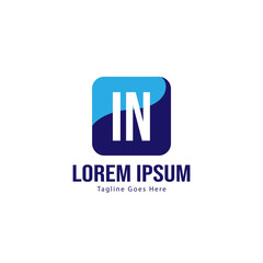Initial IN logo template with modern frame. Minimalist IN letter logo vector illustration
