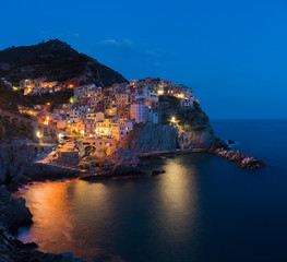 Fototapeta na wymiar Manarola, 1 of 5 fishing village of Cinque Terre, coastline of Liguria in La Spezia, Italy