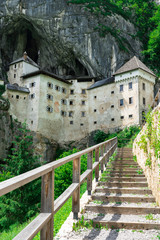 stairs to Predjama castle, build in a cave. Slovenia