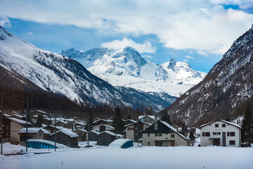 Beautiful village of Zermatt with Matterhorn in the background, Switzerland