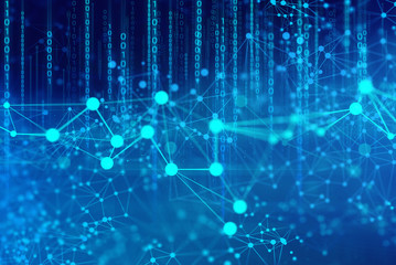 01 code connect to social network background 3d rendering, deep learning, aton cell science,...