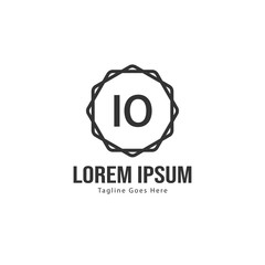 Initial IO logo template with modern frame. Minimalist IO letter logo vector illustration