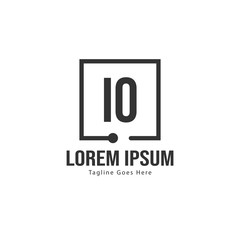 Initial IO logo template with modern frame. Minimalist IO letter logo vector illustration