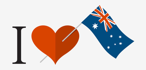 I love Australia. Flag and heart icons