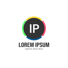 Initial IP logo template with modern frame. Minimalist IP letter logo vector illustration