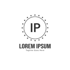 Initial IP logo template with modern frame. Minimalist IP letter logo vector illustration