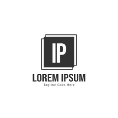 Initial IP logo template with modern frame. Minimalist IP letter logo vector illustration