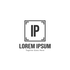 Initial IP logo template with modern frame. Minimalist IP letter logo vector illustration