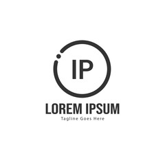 Initial IP logo template with modern frame. Minimalist IP letter logo vector illustration