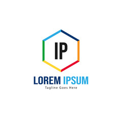 Fototapeta premium Initial IP logo template with modern frame. Minimalist IP letter logo vector illustration