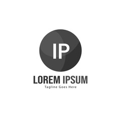Initial IP logo template with modern frame. Minimalist IP letter logo vector illustration