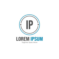 Obraz premium Initial IP logo template with modern frame. Minimalist IP letter logo vector illustration