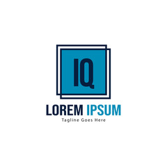 Initial IQ logo template with modern frame. Minimalist IQ letter logo vector illustration