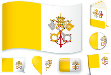 Vatican national flag vector illustration in different shapes.