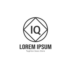 Initial IQ logo template with modern frame. Minimalist IQ letter logo vector illustration