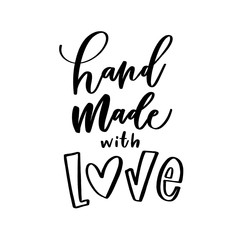 Hand made with love. Hand-drawn lettering. Stylish logo for your product, shop, etc.