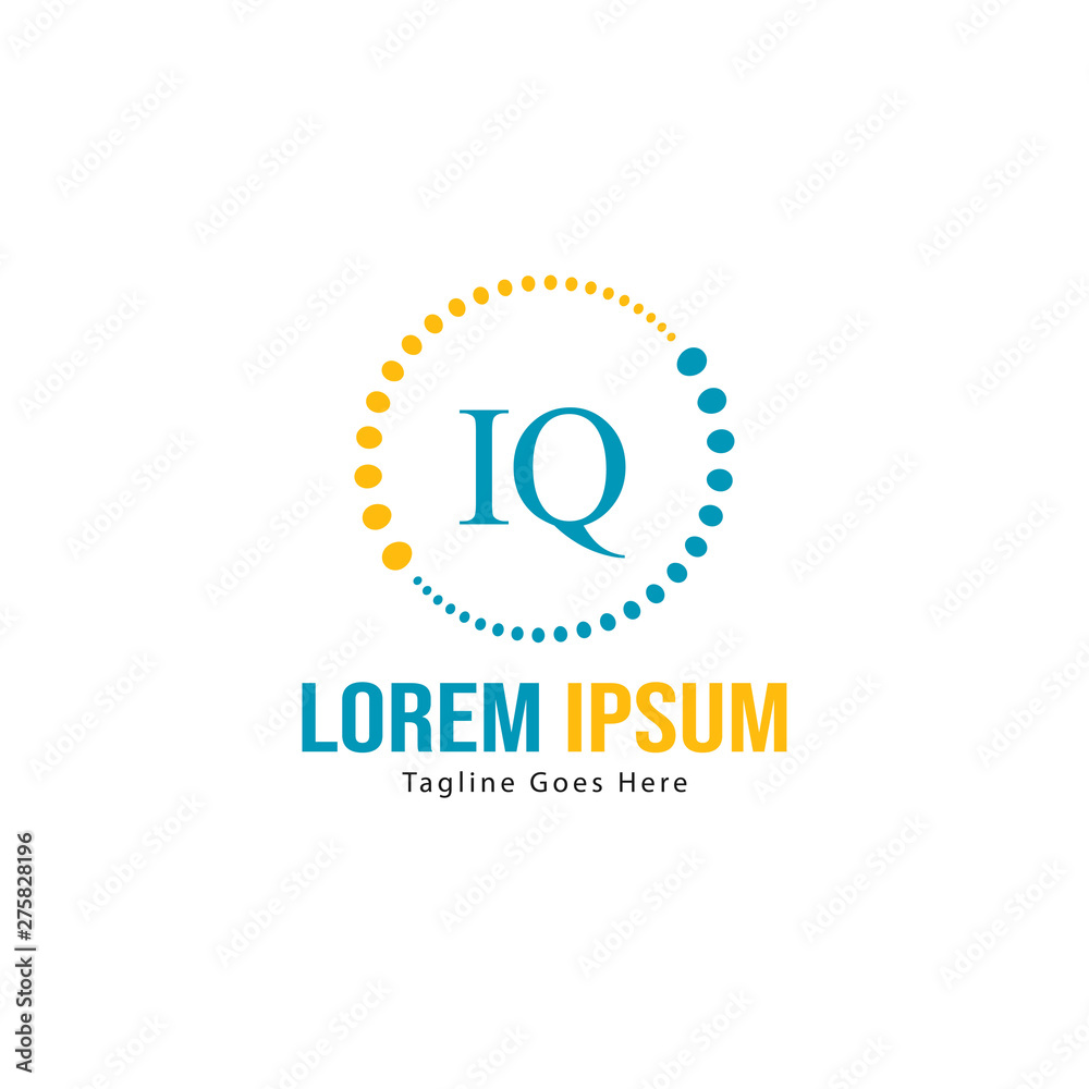 Wall mural Initial IQ logo template with modern frame. Minimalist IQ letter logo vector illustration